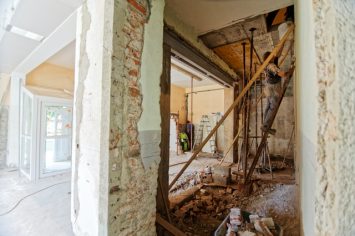 two images of a home being renovated. what it looks like and will look like.