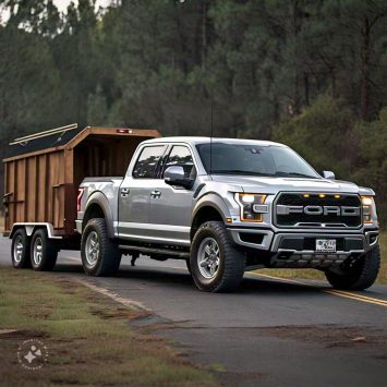an F250 Ford truck towing a trailer